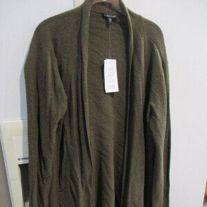 NWT Eileen Fisher 100% Wool crepe  Cardigan long new L caper olive